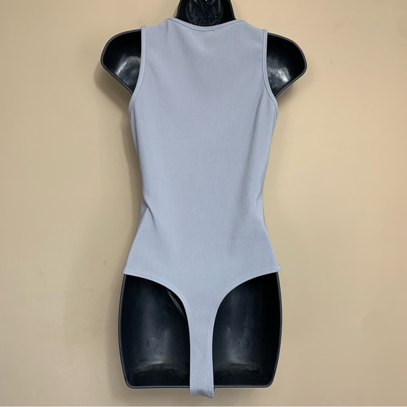 Missguided Tall Light Gray Ribbed Bodysuit - Picture 3 of 10